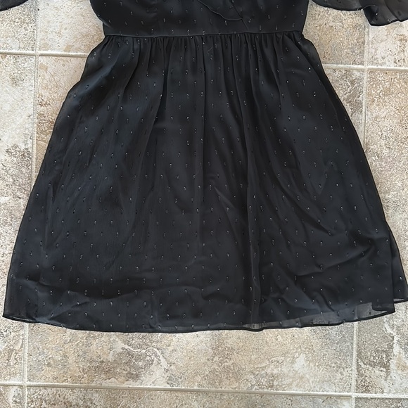 NEW BCBG Generation Black Chiffon Sparkle Halter Drop Shoulder Dress Sz 0 - Picture 3 of 11